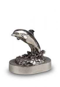 Sculpture urn for ashes 'Dolphin riding the wave'