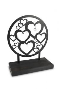 Sculpture urn for ashes 'Hearts' with glass ash pearl