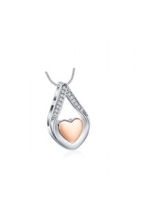 Ashes pendant with zirconia stones and rose gold-colored heart