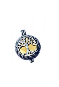 Stainless steel ashes pendant 'Tree of life' gold colored