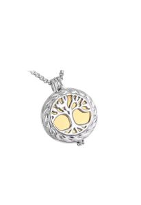 Stainless steel ashes pendant 'Tree of life' gold colored
