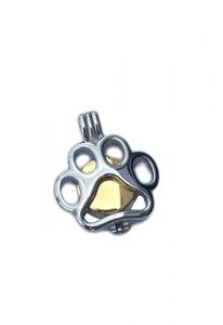 Stainless steel ashes pendant 'Pawprint' gold colored
