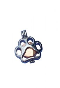 Stainless steel ashes pendant 'Pawprint' rose gold colored