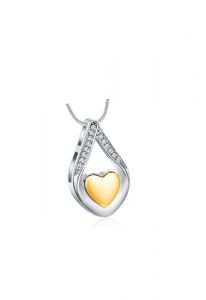 Ashes pendant with zirconia stones and gold-colored heart