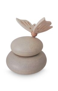 Handmade baby cremation urn with wooden butterfly | natural matte