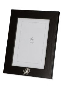 Dark brown photo frame urn with small rose for cremation ashes