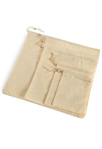 Biodegradable unbleached cotton bag for cremated remains with drawstring