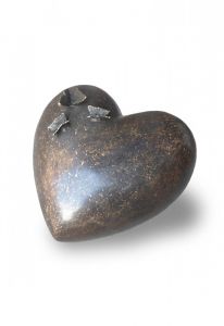 Bronze “Heart with Butterflies” outdoor cremation urn