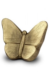 Ceramic art urn for human ashes Butterfly | gold color