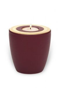 Candle holder keepsake urn for ashes 'Luna' blackberry red