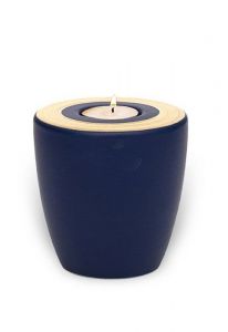 Candle holder keepsake urn for ashes 'Luna' Sapphire gold