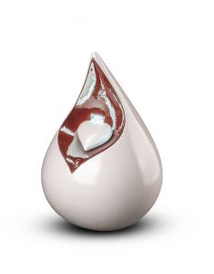 Teardrop shaped cremation ash urn 'Celest' off-white