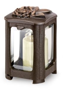 Grave lantern bronze with rose in several colors