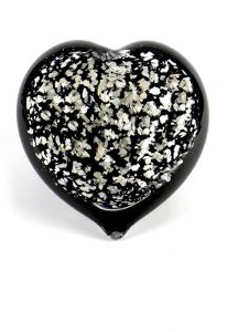 Heart shaped glass keepsake urn black-white