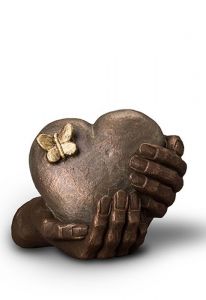 Ceramic Keepsake art ashes urn 'Heartache' | bronze & silver grey