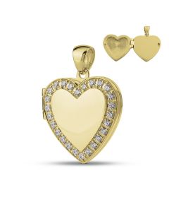 Ash jewel pendant 14 krt. yellow golden heart and brilliant