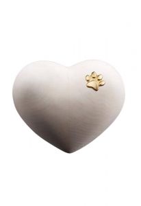 Pet urn for ashes 'Heart' with dog paw |natural lime