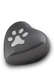 Heart shaped pet urn with pawprint