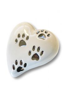 Pet cremation ashes urn heart with paw prints