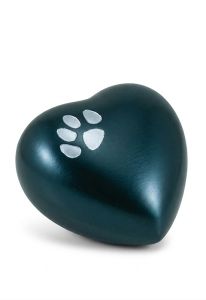 Blue pet urn heart with pawprint