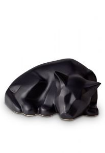Pet urn 'Sleeping cat' in matt black