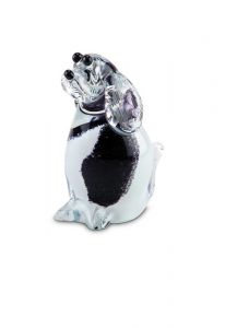 Crystal glass keepsake ashes urn 'Dog' black / white