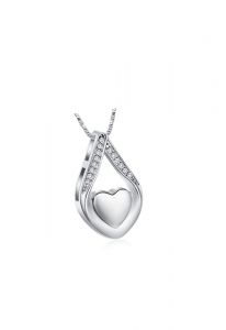 Ashes pendant with zirconia stones and silver-colored heart