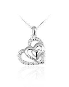 Silver heart pendant with zirconia