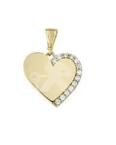 14 carat bicolor gold memorial pendant 'Heart' with zirconia stones