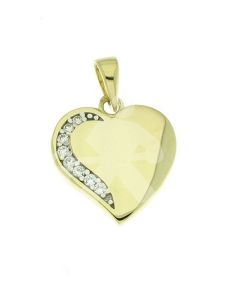 14 carat yellow gold memorial pendant 'Heart' with zirconia