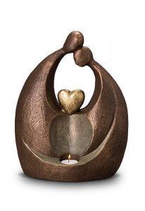 Ceramic funeral art urn 'Eternal Love' with candle holder