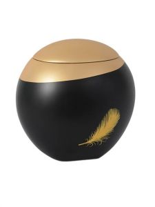 Fiberglass funeral urn 'Éole' black and gold