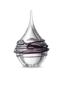 Teardrop crystal glass keepsake ashes urn 'Swirl' transparent