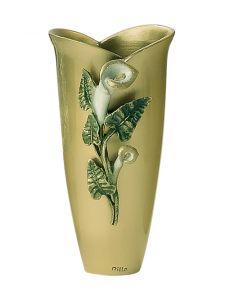 Memorial vase bronze with flower and screws