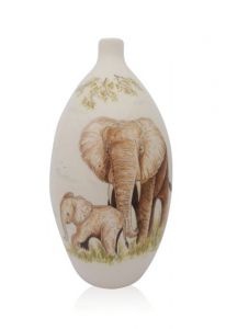 Hand painted funeral urn 'Elephant with calf'