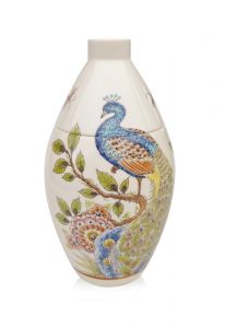 Hand painted urn 'Peacock'