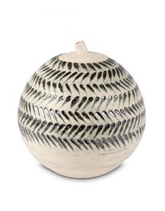 Hand made cremation urn for ashes with black stripes