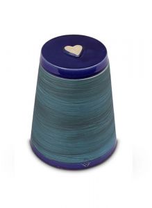 Handmade cremation ashes urn 'Koniko' with heart midnight blue