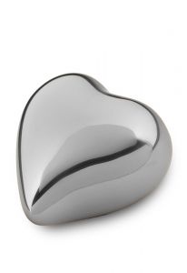 Heart shaped glossy silver keepsake urn