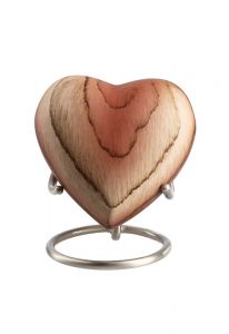 Heart shaped mini urn 'Elegance' wood look (stand included)