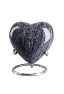 Heart shaped mini urn 'Elegance' marble look (stand included)