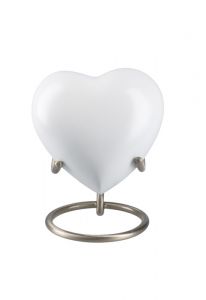 Heart shaped mini urn 'Elegance' matte white (stand included)