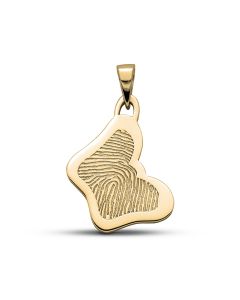 Fingerprint pendant 'Butterfly' made of gold Ø 2.3 cm