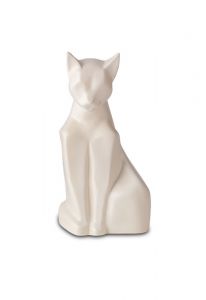 Cat urn in matt white