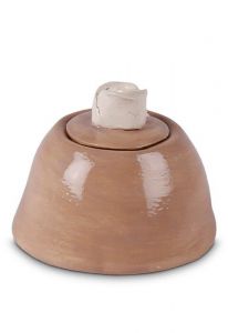 Ceramic keepsake urn 'Rose' coffee brown