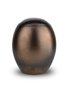 Bronze colored ceramic cremation urn for ashes