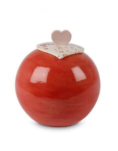 Ceramic cremation ashes urn 'Big love' red