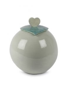 Ceramic cremation ashes urn 'Big love' grey green