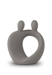 Small Porcelain Art Urn “Family” Grey