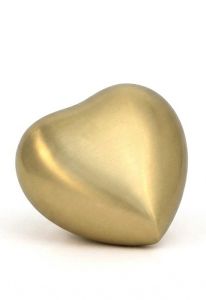 Gold colored brass keepsake urn 'Satin heart'